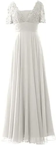 Produktbild: Snow Lotus Damen Spitze Aplique Mutter der Braut Kleid Chiffon mit kurzen Ärmeln Party Ballkleider, elfenbeinfarben, 34