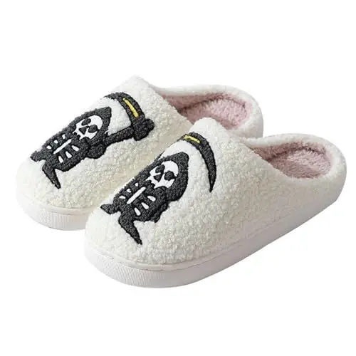 Produktbild: Snowboard Schuhe Damen 37 Damen PlüSchhausschuheund Winter Halloween Anti Rutsch Stille Warme Geschlossene Zehen Baumwollpan Damenschuhe Sommerschuhe 40 (White, 38)