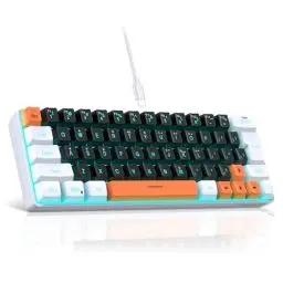 Produktbild: Snpurdiri 60% Prozent Gaming Tastatur Kabelgebundene, RGB LED Beleuchtung, Mechanisches Gefühl Keyboard Mini Kleine Ergonomisch, Kompakt, Office Tastatur für PC (63weißschwarz-orange)