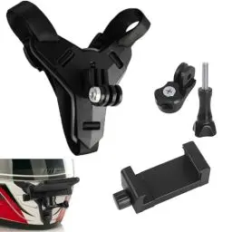 Produktbild: SNSYGN Action Kamera Helm Mount, Einstellbarer Motorradhelm Kinnhalterung Helmhalterung Motorrad Actionkamera Zubehör Kompatibel mit Den Meisten Actionkameras (Schwarz)