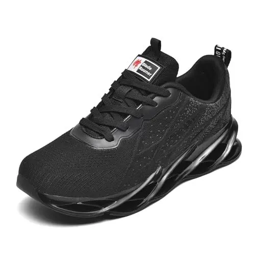 Produktbild: Sneaker Herren Damen Laufschuhe Sportschuhe Turnschuhe Freizeitschuhe Joggingschuhe Bequeme Fitness Running Schuhe Walkingschuhe Outdoor Straßenlaufschuhe Schwarz Weiß G33Black46