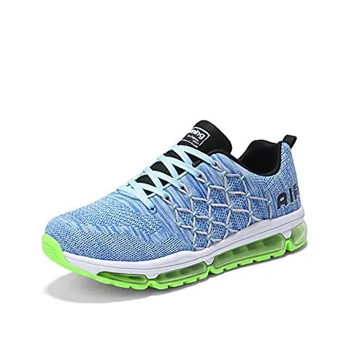Produktbild: Sneaker Herren Damen Laufschuhe Sportschuhe Turnschuhe Joggingschuhe Freizeitschuhe Bequeme Fitness Running Schuhe Walkingschuhe Atmungsaktiv Straßenlaufschuhe Schwarz Weiß 877Blue-46