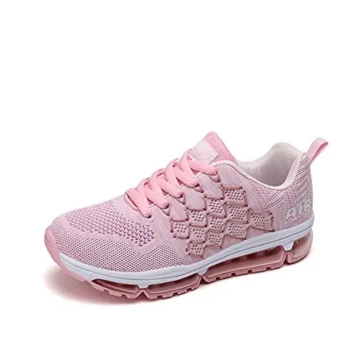 Produktbild: snugnap Sneaker Herren Damen Laufschuhe Sportschuhe Turnschuhe Joggingschuhe Freizeitschuhe Bequeme Fitness Running Schuhe Walkingschuhe Atmungsaktiv Straßenlaufschuhe Schwarz Weiß 877Pink-34