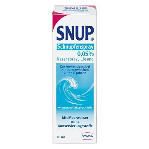 Produktbild: SNUP Schnupfenspray 00,5 % - Nasenspray mit Meerwasser für Kinder zwischen 2 und 6 Jahren - mit Lösung zur Abschwellung der Nasenschleimhaut bei Schnupfen - 1 x 10 ml