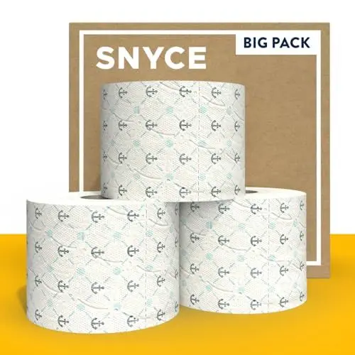Produktbild: SNYCE Happy Sailor Toilettenpapier mit Anker-Design - Vorratspackung mit 30 Rollen und 300 Blatt - soft und reißfest – 3-lagig - plastikfrei verpackt