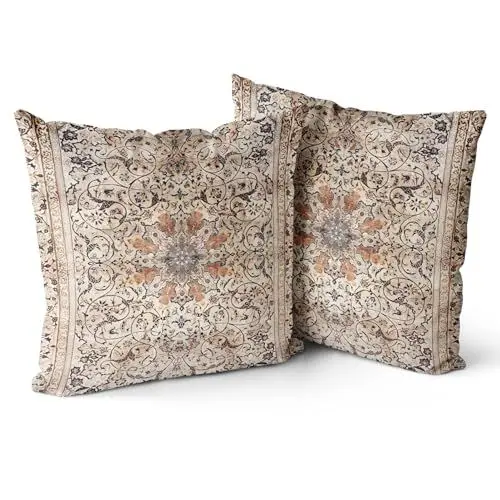 Produktbild: Snylcce 2er Set Boho Kissenbezüge Dekokissen 40 x 40 Samt Soft Kissenbezug Böhmischer Retro Ethno Dekorative Kissenhülle Zierkissenbezüge für Sofa Schlafzimmer Wohnzimmer Zuhause Dekoration Braun