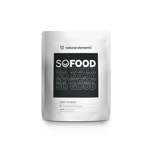 Produktbild: So Food Trinkmahlzeit Vegan – Schoko-Kaffee – 25g Protein, 10 Mahlzeiten – alle essenziellen Vitamine & Mineralstoffe – in Deutschland produziert & laborgeprüft