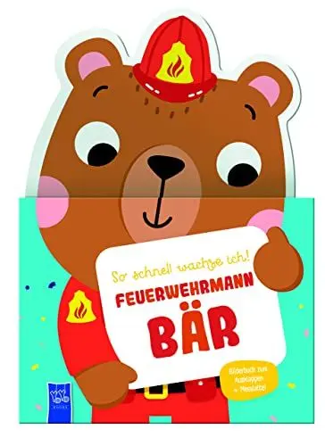 Produktbild: So schnell wachse ich! - Feuerwehrmann Bär: Bilderbuch zum Ausklappen + Messlatte