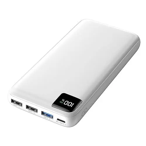Produktbild: SOARAISE Power Bank 27000mAh Tragbares Ladegerät 22.5W Schnellladung Telefon Ladegerät USB C Externer Akku Pack für Telefon Tablet （weiß）
