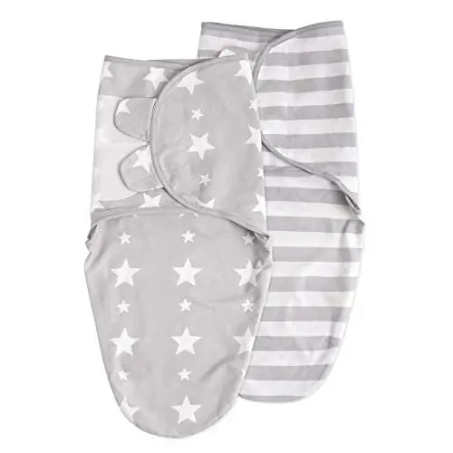 Produktbild: Soarwg Kids Pucksack Baby 0–3 Monate Schlafsäcke für Neugeborenen Kleinkinder Oeko-tex100 Swaddle Decke Pucktuch Babyschlafsack Wickeltuch Säuglinge 100% Bio-Baumwolle Unisex 2er Pack (Grau)
