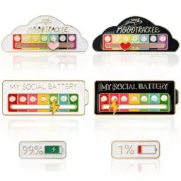Produktbild: Social Battery Pin, 6 Stück Emaille Pin Lustige Brosche für Soziale Interaktive Stimmungsnadeln Soziale Batterie Pins Anstecker Stimmung für 7 Tage Dekoration Anstecknadel