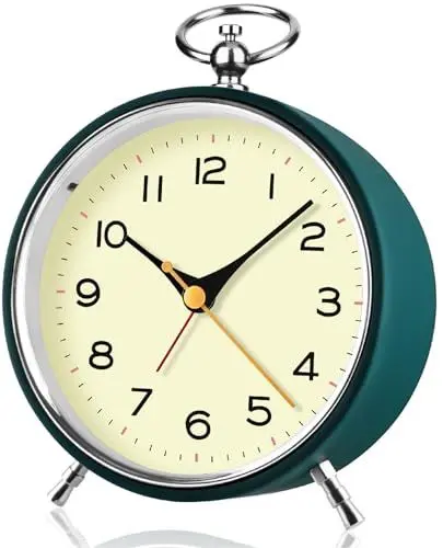 Produktbild: SOCICO Analog Wecker für das Schlafzimmer, Ohne Ticken Wecker mit Licht, Retro-Wecker Analog mit Schlummerfunktion (grün-l)