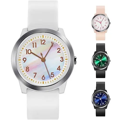 Produktbild: SOCICO Kinderuhr Analog, 5ATM/50M Wasserdicht Armbanduhr Kinder Mädchen Jungen Teenager, Leicht Lesbar Kinder Quartz Minimalistisch Uhren für 9-18 Jahre (Regenbogenweiß)