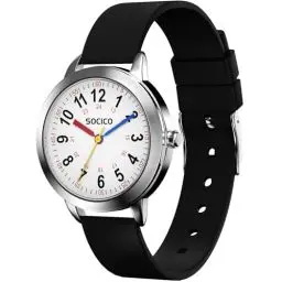 Produktbild: SOCICO Kinderuhr für Jungen Mädchen, Lernuhr Kinder Armbanduhr 3ATM/30M wasserdichte, Zeit Lernen Geschenk Analog Kinder Uhr(Schwarz)