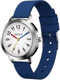 Produktbild: SOCICO Lernuhr Kinder Armbanduhr, 3ATM/30M wasserdichte Kinderuhr für Jungen Mädchen,Kinderuhr Analog Zeit Lernen Erntedankfest Weihnachtstag Geschenk (Blau)