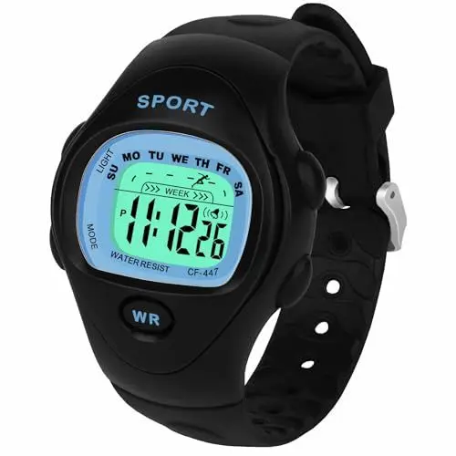 Produktbild: SOCICO kinderuhr Digital,Armbanduhr für Jungen Mädchen Alter 3–10 Jahren, Outdoor Sportuhr wasserdichte Kinder Uhr mit LED Licht, Wecker, Stoppuhr für Kinder Geschenk (Schwarz)
