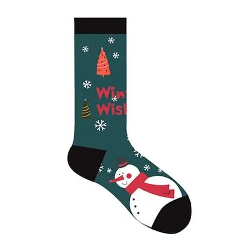 Produktbild: Socke Alles Weihnachten Sneaker Socken Damen 3538 Warme Weihnachtsmode, winddichter Druck, mittlere Röhrensocken, lange -Baumwolle Weihnachtssocken Herren Tennissocken Herren 3942 (Black, One Size)