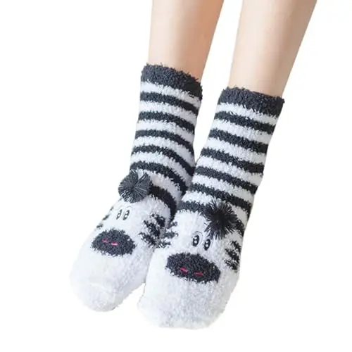 Produktbild: Socken Damen Weihnachten Anzugsocken Herren 4346 Warme Weihnachtsmode, winddichter Druck, mittlere Röhrensocken, lange -Baumwolle Socks Happy Weihnachten Kniestrümpfe Kompression (Grey, One Size)