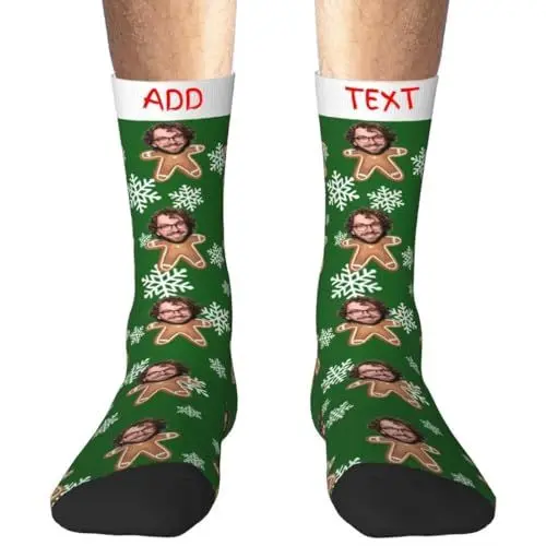 Produktbild: Aokizkdzsw Benutzerdefinierte Gesichtssocken mit Foto, personalisierte Weihnachtssocken, individuelle Sockengeschenke, lustige Crew für Männer und Frauen.