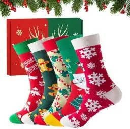 Produktbild: Socken Weihnachten 5 Paare 39-47, Weihnachtssocken Herren Geschenk für Männer Mann Papa Bruder Opa Lustige Socken Winter Warmen Familien Weihnachtssocken für Weihnachten Geburtstag und Adventskalender