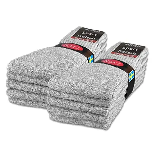 Produktbild: sockenkauf24 10 | 20 | 30 Paar Sportsocken Tennissocken Arbeitssocken Herren & Damen Socken Baumwolle (43-46, 10 Paar | Hellgrau)