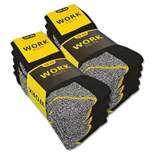 Produktbild: sockenkauf24 10 oder 20 Paar Herren Arbeitssocken WORK 10201 (Schwarz/Grau Meliert 10 Paar 47-50)