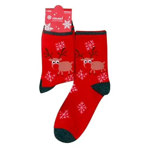 Produktbild: Socks Christmas Kompressionsstrumpfhose Klasse 2 Warme Weihnachtsmode, winddichter Druck, mittlere Röhrensocken, lange -Baumwolle Weihnachtssocken Herren 4346 Thermal Socks Women (Purple, One Size)