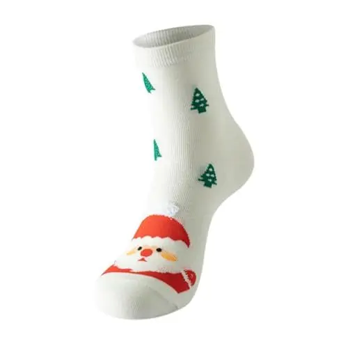 Produktbild: Socks Herren 4346 Weihnachten Socken Damen 35 38 Warme Weihnachtsmode, winddichter Druck, mittlere Röhrensocken, lange -Baumwolle Herren 4346 Weihnachten Kurze Socken Herren 4346 (White, One Size)