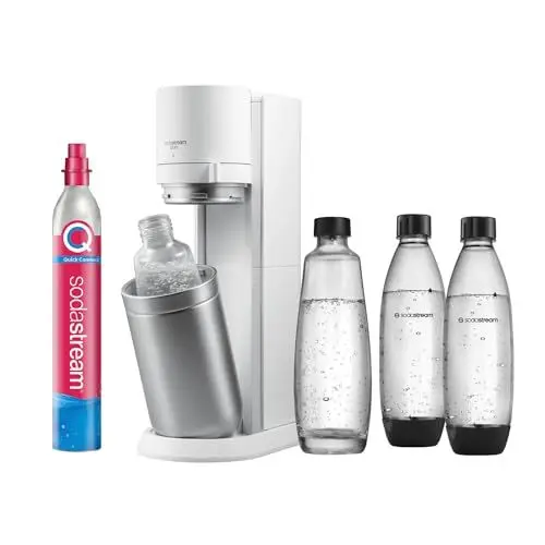 Produktbild: SodaStream Wassersprudler Duo mit CO2-Zylinder, 2X Glasflasche und 2X 1L spülmaschinenfeste Kunststoff-Flasche, Weiß, Höhe: 44 cm