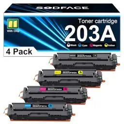Produktbild: SODFACE 203A Kompatibel für HP 203X 203A Toner Set für Color Laserjet Pro MFP M281fdw M281fdn M280nw M254dw M254nw CF540A CF541A CF542A CF543A Tonerkartusche (Schwarz Cyan Gelb Magenta, 4er-Pack)