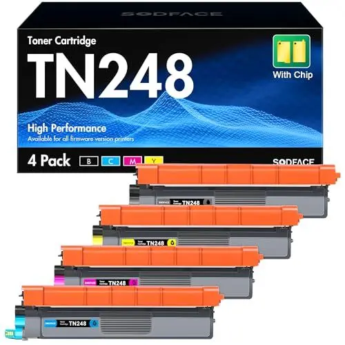 Produktbild: SODFACE TN248 TN248XL TN-248CMYK TN-248VAL Kompatibel für Brother TN-248 TN248 Toner für Brother MFC-L3760CDW Toner DCP-L3560CDW MFC-L3740CDW MFC-L8390CDW HL-L3240CDW (Schwarz, Magenta, Gelb, Cyan)