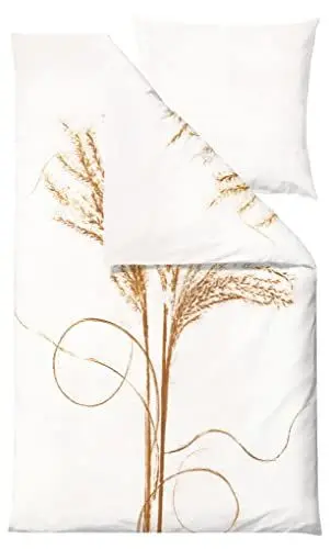 Produktbild: Södahl Organic Silvergrass Bio Bettwäsche 135x200 cm aus 100% Baumwolle, Set mit 1 Bettbezug 135 x 200 cm und 1 Kissenbezug 80 x 80 cm, Mustard (Weiß/Beige)