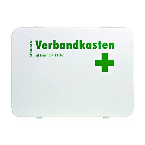 Produktbild: Söhngen Verbandkasten OSLO (inkl. Füllung Standard DIN 13169, Erste-Hilfe Kasten aus Stahlblech, Maße 350x250x100 mm, Farbe weiß)