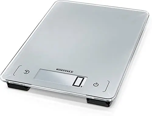 Produktbild: Soehnle Page Aqua Proof, digitale Küchenwaagen, wasserfest, spülmaschinengeeignet, Gewicht bis zu 10 kg, Haushaltswaage mit Sensor-Touch, elektronische Waage inkl. Batterien, extraflaches Design