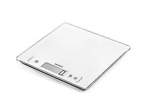 Produktbild: Soehnle Page Comfort 400, digitale Küchenwaage, weiß, Gewicht bis zu 10 kg (1-g-genau), Haushaltswaage mit Sensor-Touch, elektronische Waage inkl. Batterien, extragroße Wiegefläche