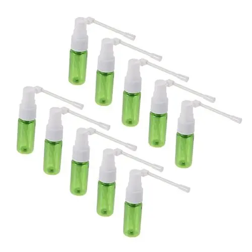Produktbild: SOESFOUFU 10 Stück Tragbare Sprühflaschen Leere Nasenspray Behälter aus Grünem Pet mit Sprühkopf für Flüssigkeiten und Kosmetik Wiederverwendbar und Leicht zu Transportieren