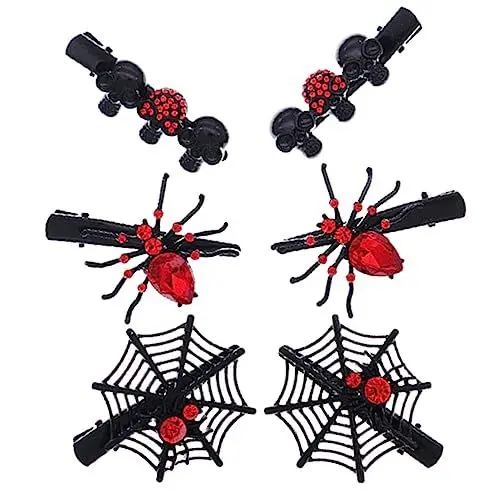 Produktbild: SOESFOUFU Halloween Haarspangen 6 Stück Strass Spinnen Haarschmuck Für Cosplay Partys
