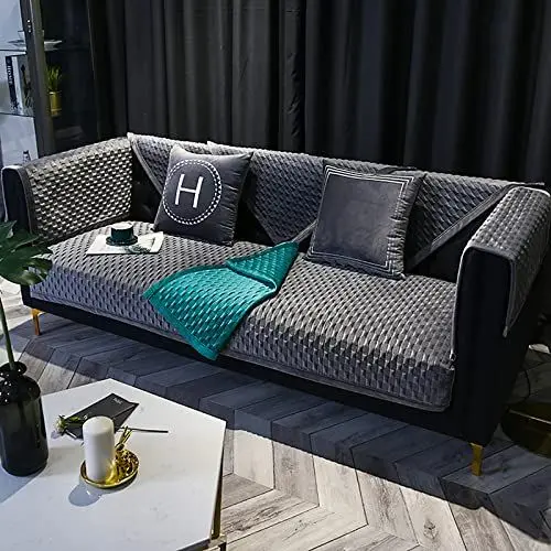 Produktbild: Sofabezug L Form, Anti Rutsch Plüsch Sofabezug 1 2 3 4 Sitzer, Plaid Weich Sofa überzug Sofaüberwurf Decke, Couch überzug U Form, Couchbezug Für L Form, rutschfest Sofaschoner