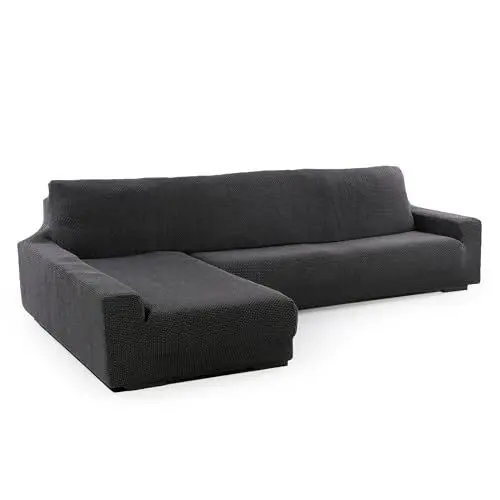 Produktbild: SOFASKINS® super elastischer Chaise Longue überzug, Sofabezug Linke Lange Armlehne, Sofa überzug atmungsaktiv, bequem und langlebig, Kompatible Abmessungen des Sofas (210-340 cm), Farbe dunkelgrau