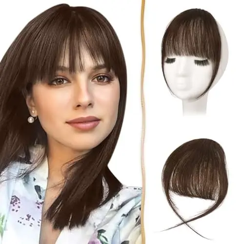 Produktbild: Sofeiyan Pony Clip in 100% Remy Echthaar Fringe Bangs Human Hair Clip in Pony Fringe Extensions Natürliche Bangs with Tempel Haarteile Echthaar Haarverlängerung für Frauen