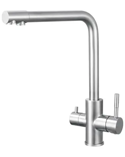 Produktbild: Sofetiy 3 Wege Wasserhahn Küche, Küchenarmatur Mit 2 Hebel, Mischbatterie Küche Mit Heißem Und Kaltem Wasser Und Gereinigtes Wasser, Spültischarmatur 360° Drehbar, Gebürsteter Edelstahl