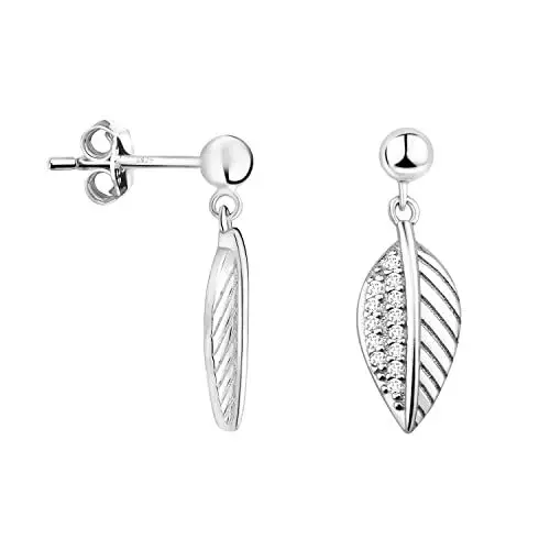 Produktbild: SOFIA MILANI - Damen Ohrringe 925 Silber - mit Zirkonia Steinen - Blatt Kugel Ohrhänger - E1670