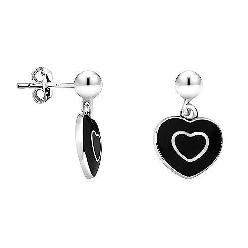 Produktbild: SOFIA MILANI - Damen Ohrringe 925 Silber - mit Zirkonia Steinen - Schwarzes Herz Kugel Ohrhänger - E2204