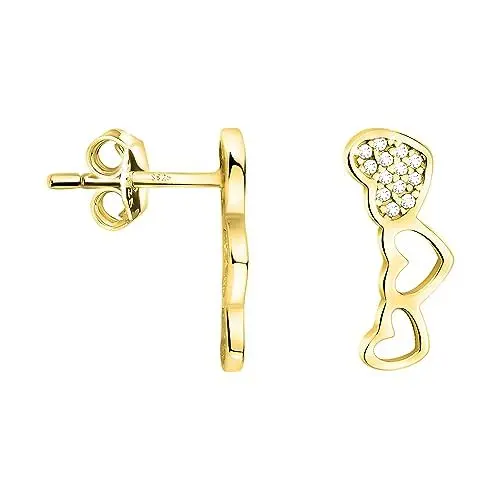 Produktbild: SOFIA MILANI - Damen Ohrringe 925 Silber - vergoldet/golden & mit Zirkonia Steinen - Herz Ohrstecker - E2249