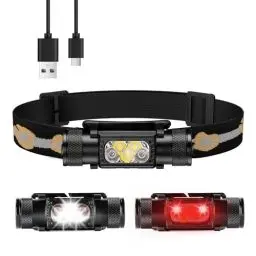 Produktbild: Sofirn H05B Stirnlampe mit Rotlicht - Super hells Stirnlampe Led USB C Wiederaufladbar, Weiß Rot Wasserdicht Kopflampe Helmlampe, Leicht Langlebig Kopflicht für Joggen Camping, Gassi Gehen, Angeln