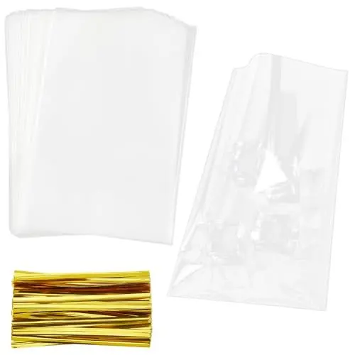 Produktbild: SOFPLATE 200 Stück 4.7 x 3.2 Zoll Zellophan Leckerli Tüten Durchsichtige Plastiktüten Zum Binden Klein Rechteckig OPP Plastikverpackung Transparente Beutel Zubehör Für Kekse Seife Süßigkeiten Partyges