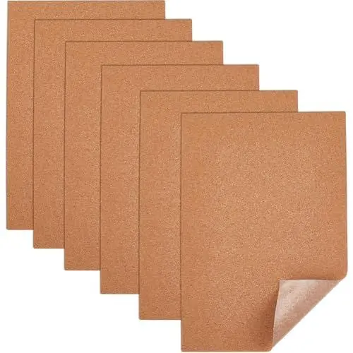 Produktbild: SOFPLATE 6 Stück 11.69 x 8.27 x 0.04 Zoll Kork Trägerblätter Selbstklebende Korkplatten Untersetzer Rechteckig SandBraune Isolierende Tassenmatte Unterseite Rückseite Fliesen Korkplatten Für Getränke