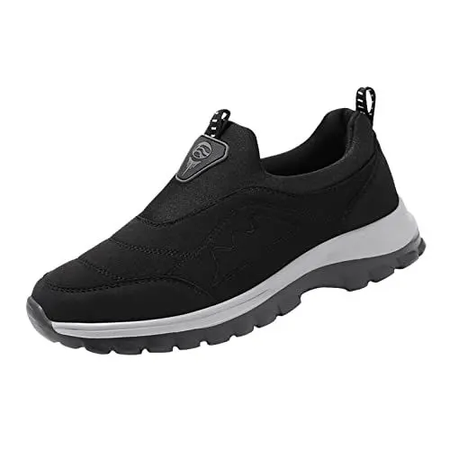 Produktbild: Soft Foam Herren Schuhe Zum Reinschl Pfen Herren Paar Herren und Winter warme ältere rutschfeste Slip On Wanderschuhe Mode leichte Freizeitschuhe Soft Foam Herren Schuhe Zum Reinschl Pfen (Black, 44)