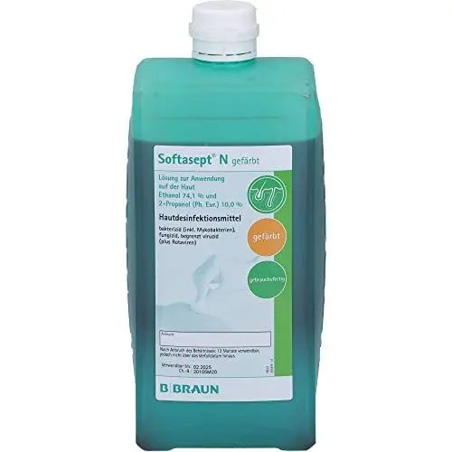 Produktbild: Softasept N gefärbt I Alkoholisches Hautdesinfektionsmittel I Spenderflasche 1.000ml