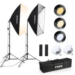 Produktbild: FGen Softbox Set Fotostudio, 2 x 50 x 70cm Softbox LED Beleuchtung Set mit 85W 2700-6400K, 2m Vollverstellbare lichtstativ für YouTube, Tiktok Videoaufnahmen, Studio Porträts, Fotografie